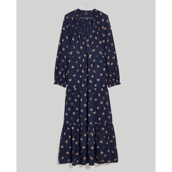🆕 Madewell Navy Britannica Flora Challis Midi Dress NWT New! Women’s L Large - Picture 5 of 7